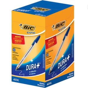 Caneta Esferográfica 1.0mm Cristal Azul Bic Cx 50 Un