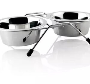 Comedouro Chalesco Para Cães Duplo Inox