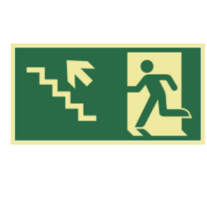 Placa Fotoluminescente Escada Sobe Esquerda Sinalize