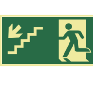 Placa Fotoluminescente  Escada Desce Esquerda Sinalize