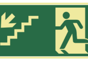 Placa Fotoluminescente  Escada Desce Esquerda Sinalize
