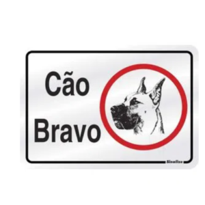 Placa 150ah Cão Bravo Sinalize Cinza
