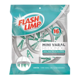 Mini Varal Redondo C/16 Prendedores Flashlimp