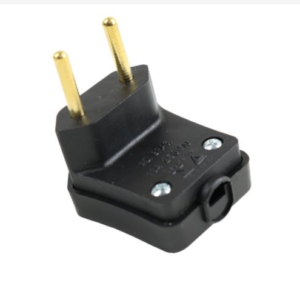 Plugue Macho 90° Grande Preto 2 Polos 10a