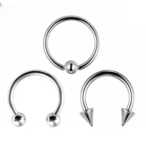Kit 3 Piercings Ferradura Spike Captive 6, 8, 10, 12mm Aço