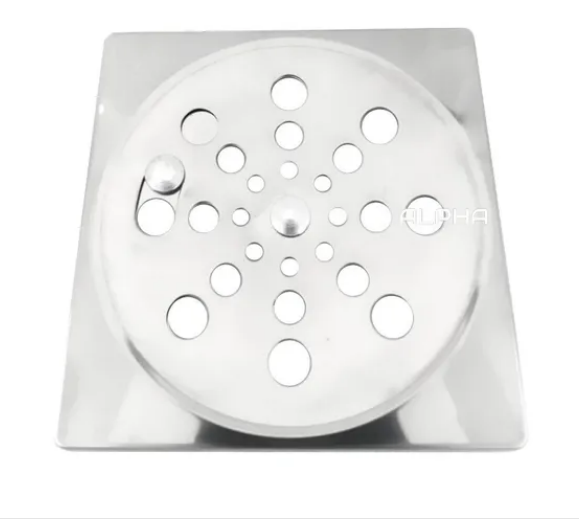 Tampa Ralo Grelha Quadrado 10x10cm Inox Função Abre/ Fecha