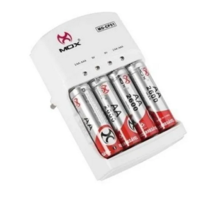 Carregador De Pilha Aa + 4 Pilhas Recarregável Mox Bivolt