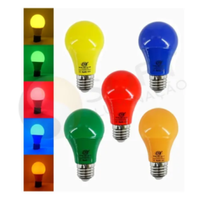 5 Lâmpadas Led Decorativa A60 Color 7w Bivolt E27