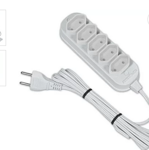 Extensão Elétrica 5 Tomadas 10a C/ 5m 2 Pinos Branca 4960  Bt 1 Un