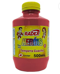 Tinta Guache Heróis, Vermelho 500ml, 2904, Radex - Po 1 Un