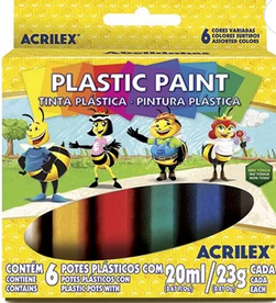 Tinta Plástica 20ml C/6 Cores Cx 1 Cj