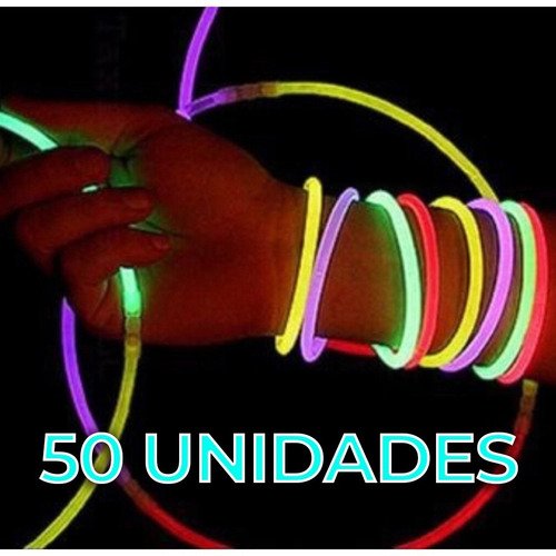 50 Pulseira Neon Fluorescente Brilha No Escuro