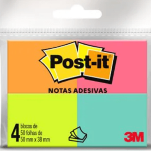 Notas Adesivas  C/ 50 Folhas - 4 Unidades