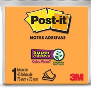 Notas Adesivas Post-it C/ 45 Folhas Laranja - 1 Unidade