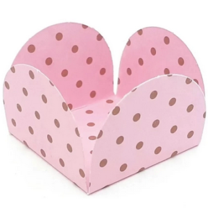 Forminha De Papel Para Doces 4 Pétalas Póa Rosa/marrom - 50un