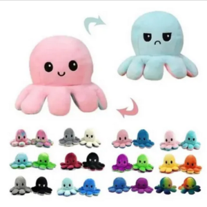 Polvo De Pelúcia Reversível Tiktok 2 Cores Bravo Ou Feliz