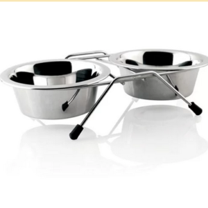 Comedouro Chalesco Para Cães Duplo Inox