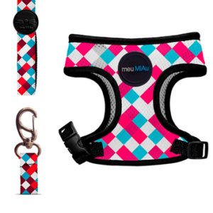 Peitoral E Guia Meumiau Style Chique Para Gatos