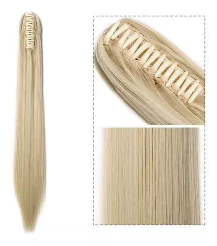 Liso Loiro Loira Cavalo Rabo 70 Cm Premium Aplique