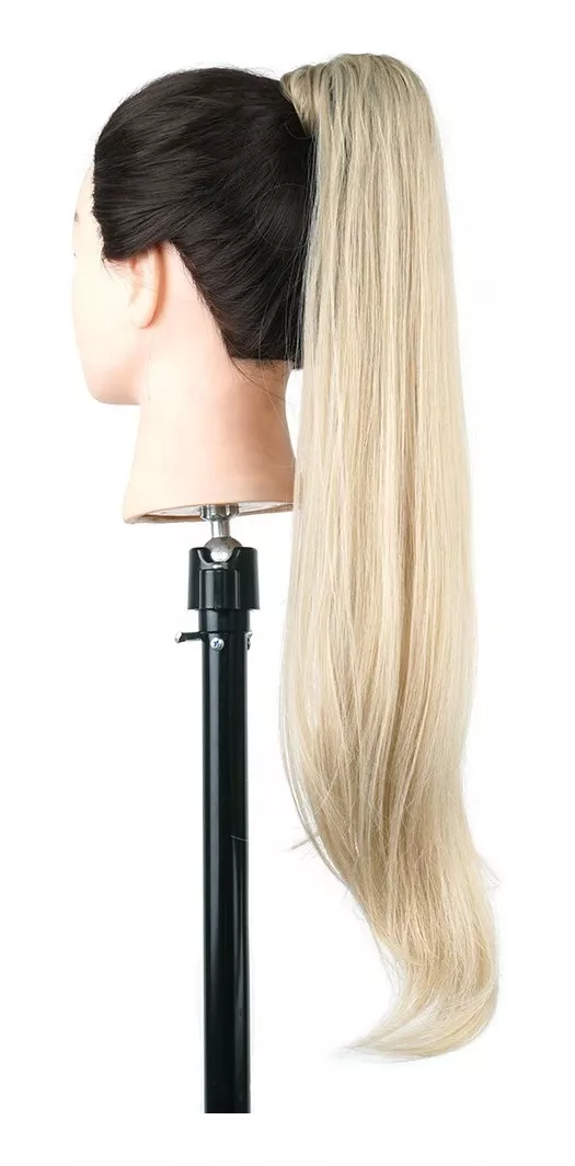 Liso Loiro Loira Cavalo Rabo 70 Cm Premium Aplique - Imagem 3