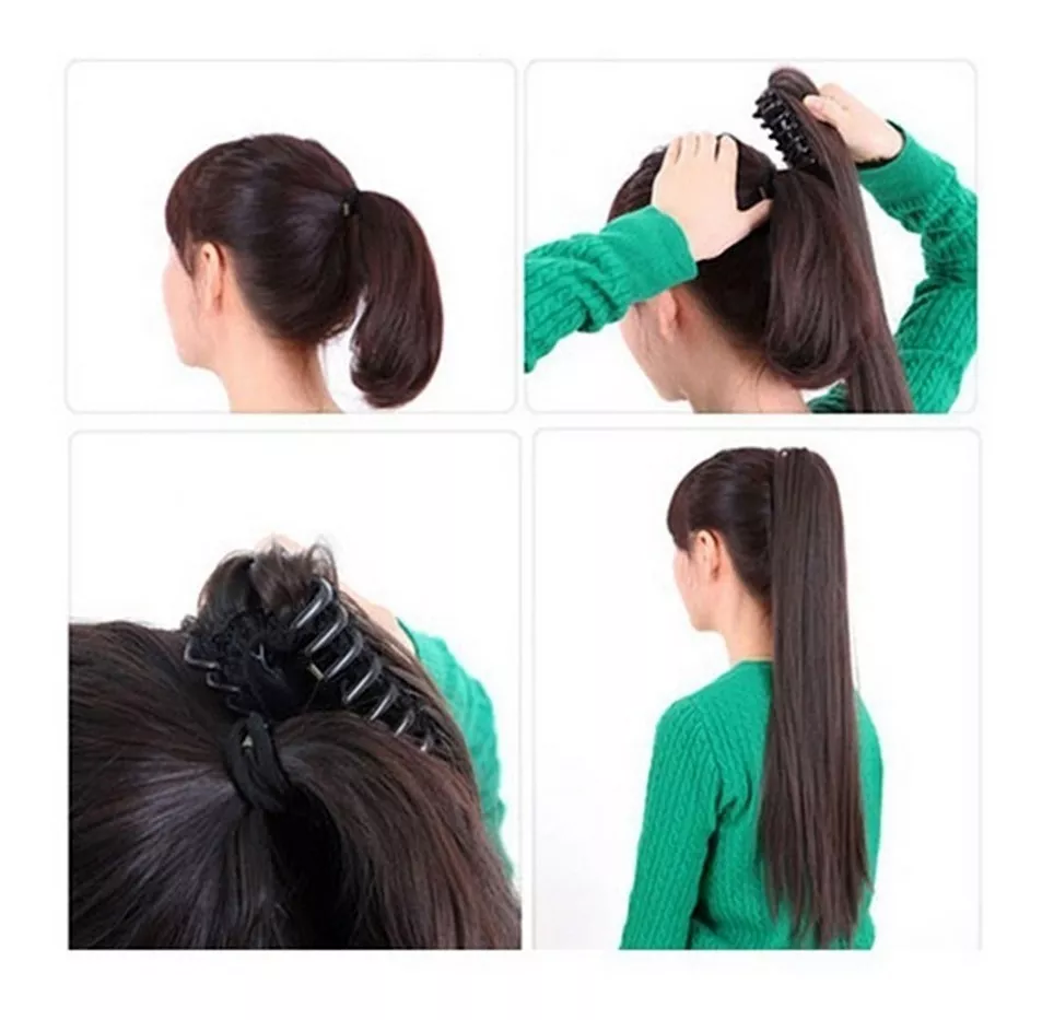 Liso Loiro Loira Cavalo Rabo 70 Cm Premium Aplique - Imagem 6