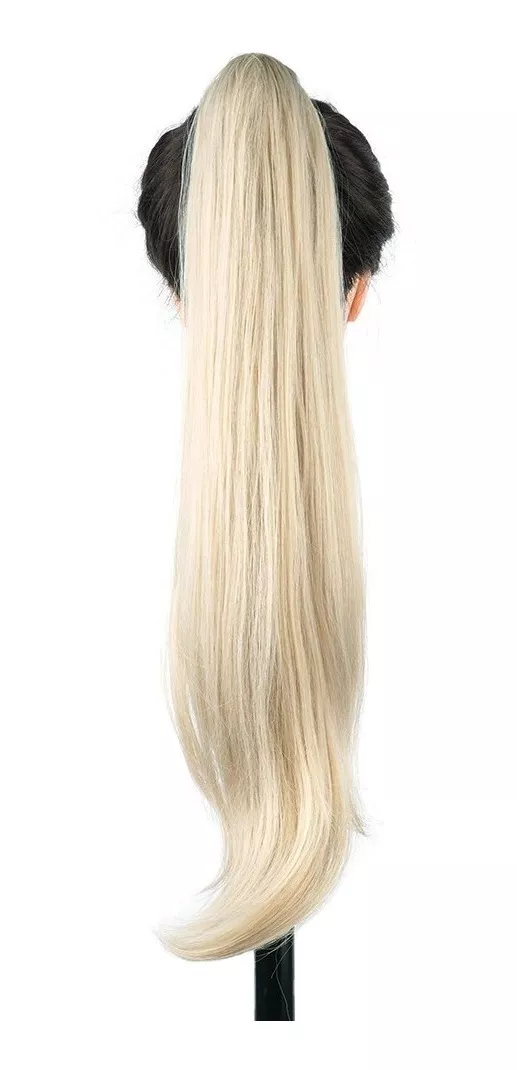 Liso Loiro Loira Cavalo Rabo 70 Cm Premium Aplique - Imagem 5