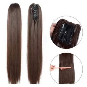 Cabelo Ondulado Castanho Escuro Rabo De Cavalo 150g Aplique