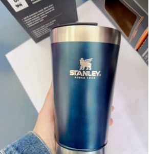 Copo Térmico Metalico Com Abridor E Tampa 473ml Azul Metálico