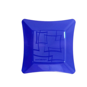 Prato Cristal Quadrado Azul 16cm - 10 Unidades
