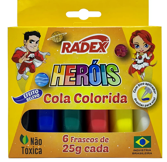 Cola Colorida, 6 Cores, 2555, Radex - Et 6 Un