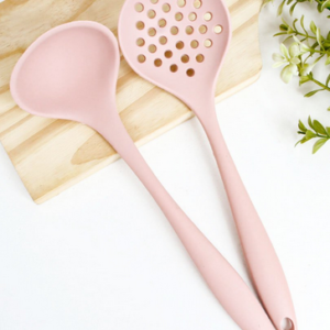 Kit Utensílios De Silicone Com 2 Peças Variadas Rosa / U