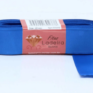 Fita De Gorgurao Lisa Ladeira 22mm Em Poliester Com 10 Metros  Azul Royal