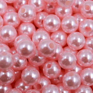 Perola Inteira Com Furo 08mm Em Abs Com 500gr Rosa Bebe