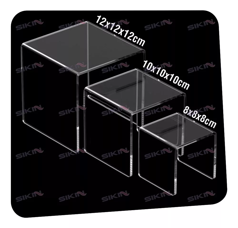 Prateleira Plataforma Acrílico Vitrine 3 Peças Ps Cristal Cor Transparente - Imagem 2