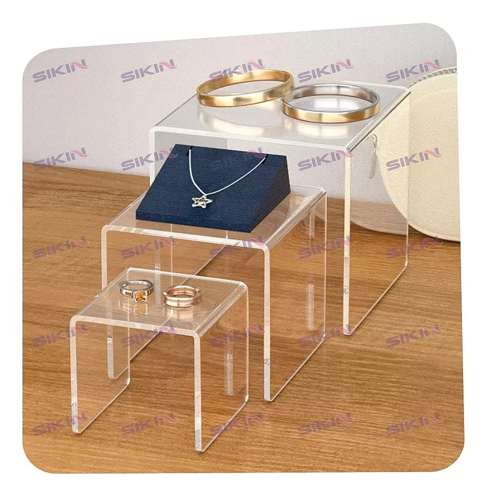 Prateleira Plataforma Acrílico Vitrine 3 Peças Ps Cristal Cor Transparente - Imagem 4