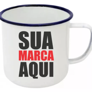 Caneca De Aço Esmaltada Personalizada Com Sua Ideia Nome Empresa Esmaltado