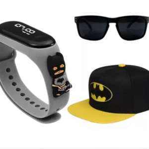 Kit Relógio Led Boné óculos Personagens Crianças Acessórios