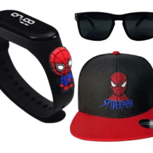 Kit Relógio Led Boné óculos Personagens Crianças Acessórios  Homem Aranha
